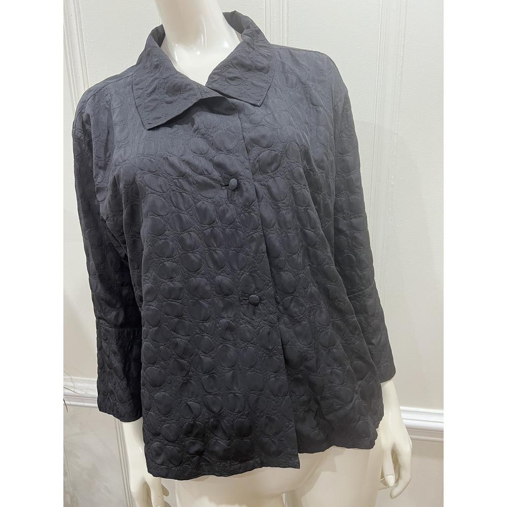 An Ren New York Black Circle Texture 3/4 Sleeve Black Blouse Bell Sleeve M